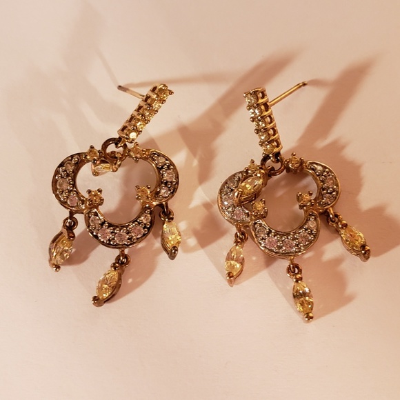 Vintage 1990s Crystal Sterling Silver Earrings - Picture 1 of 2